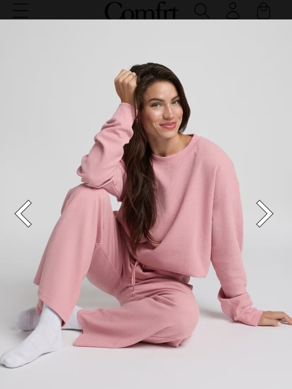 Comfrt Waffle Lounge Set - Baby Pink - Picture 2 of 8